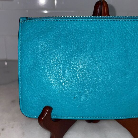 Michael Kors Bag Wristlet Purse Aqua Pebbled Leather Clutch - Picture 5 of 15
